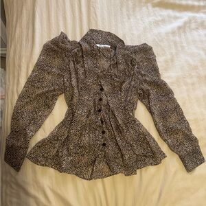 Zara Brown Leopard Print Blouse